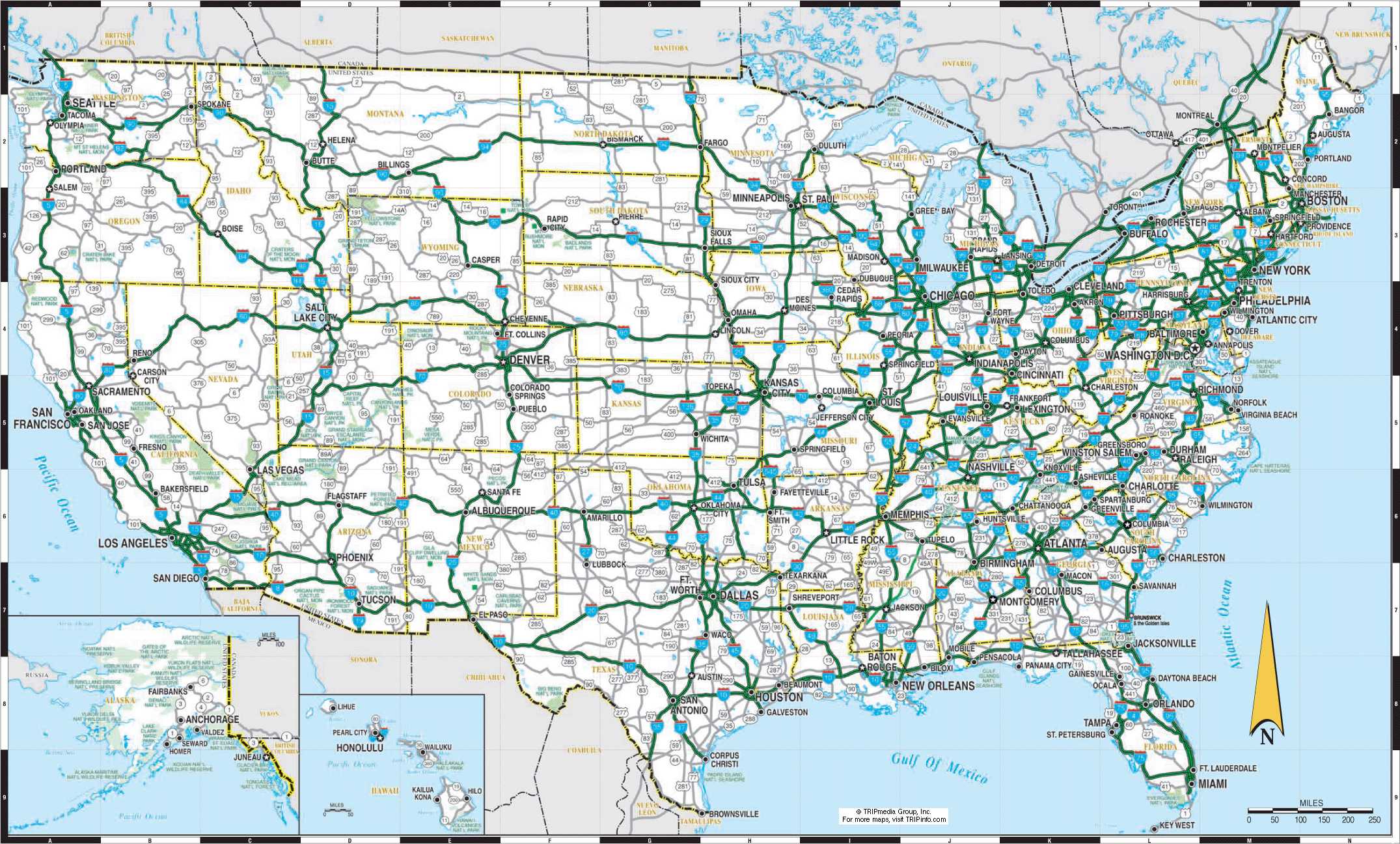Us Map With States Cities And Highways