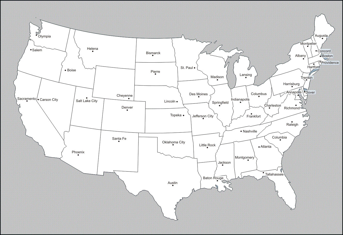 Blank Map Of Us States Map