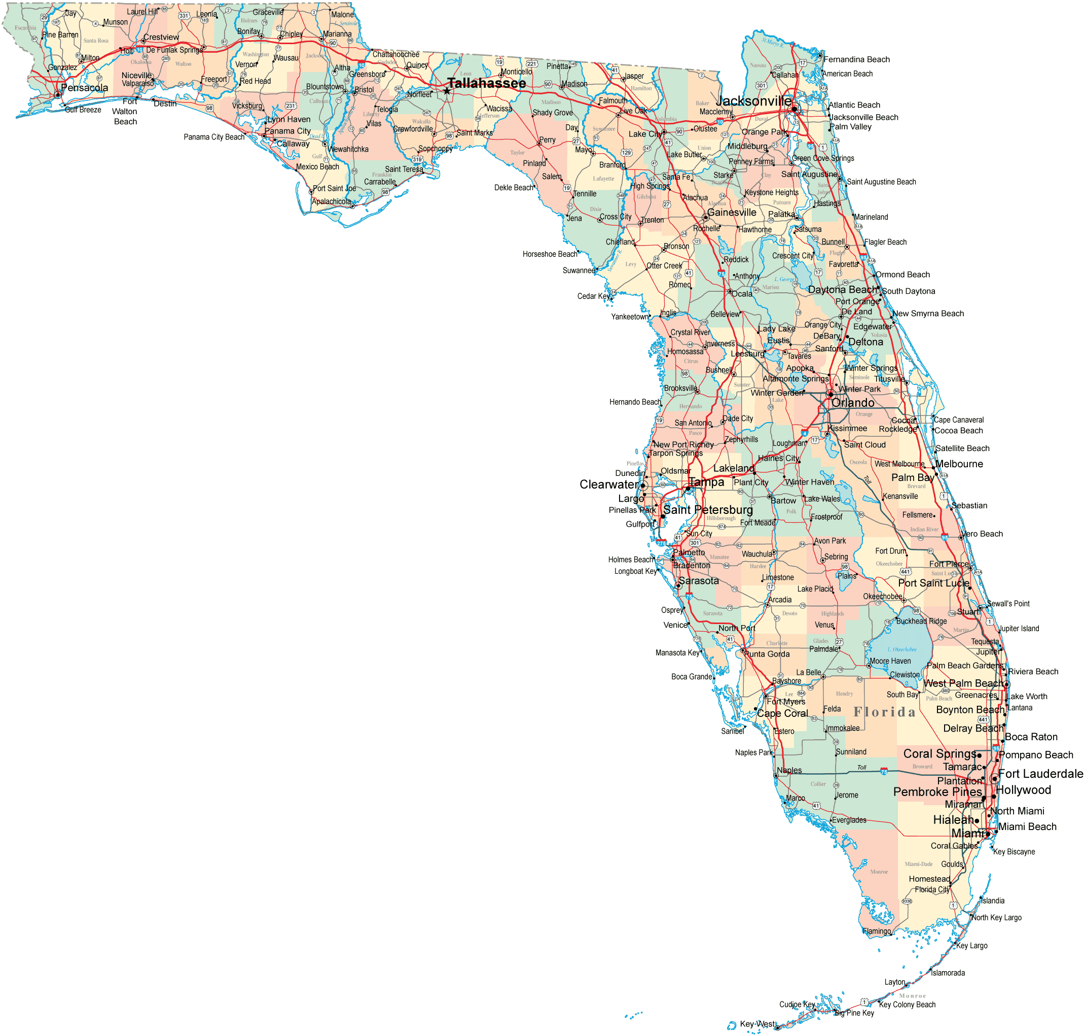 map of florida, florida map