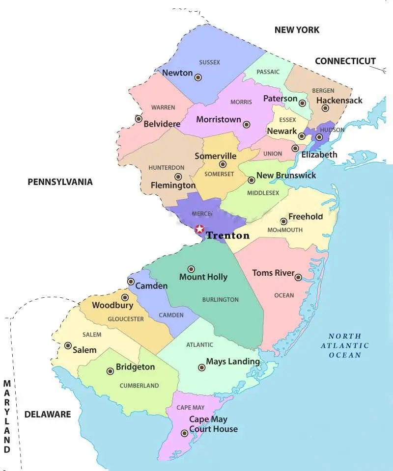 map of new jersey, new jersey map